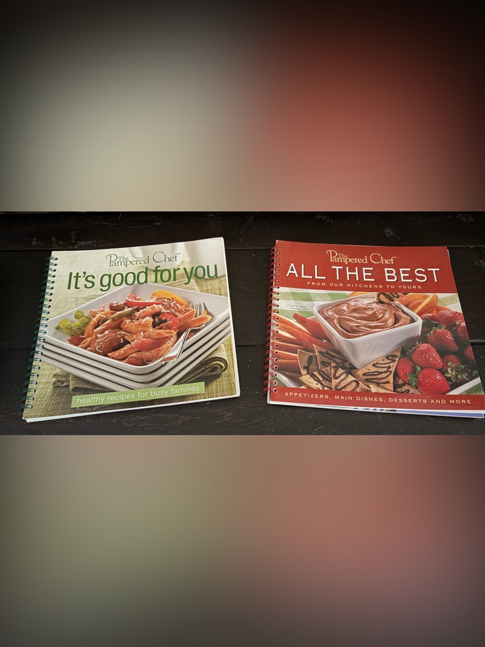 Pampered Chef Cookbook Set - It's Good For You (Green) & All The Best (Red)